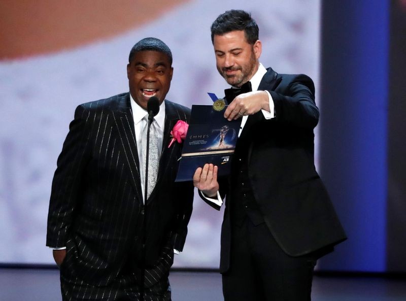 FILE PHOTO: Presenters Tracy Morgan and Jimmy Kimmel for Outstanding Lead Actress in a Comedy series REUTERS/Mario Anzuoni